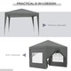 image 3 of Outsunny 3mx3m Pop Up Gazebo Party Tent Canopy Marquee with Storage Bag Grey