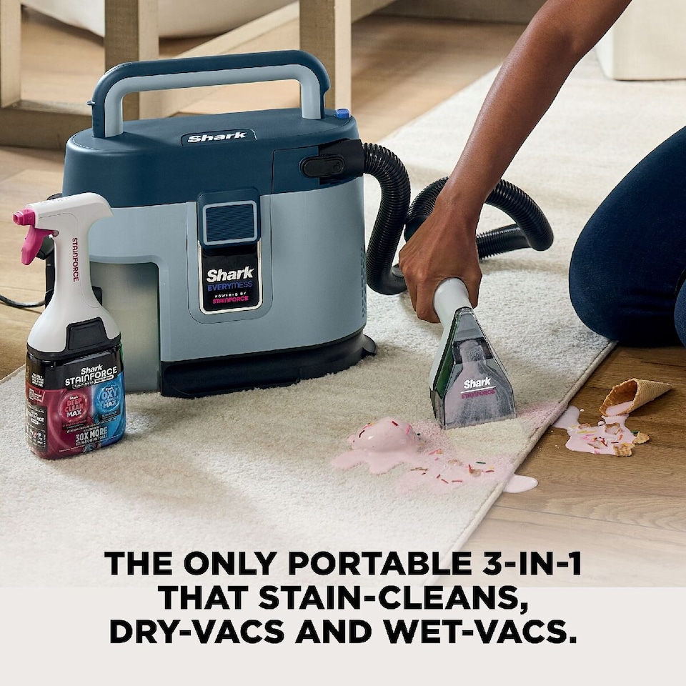image 1 of Shark EveryMess Portable 3-in-1 Stain Eliminator, Wet Vac & Dry Vac VX110UK Blue
