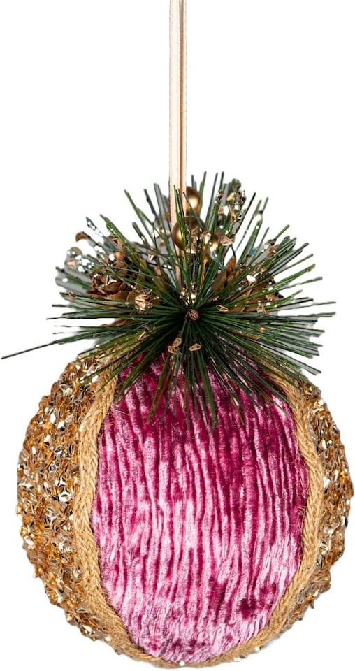 image 1 of 11.5cm Pink Glitter Bauble - 3Pcs Christmas Hanging Decorations
