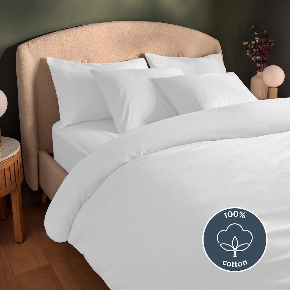 image 1 of Silentnight Brushed Cotton Duvet Cover Set, White