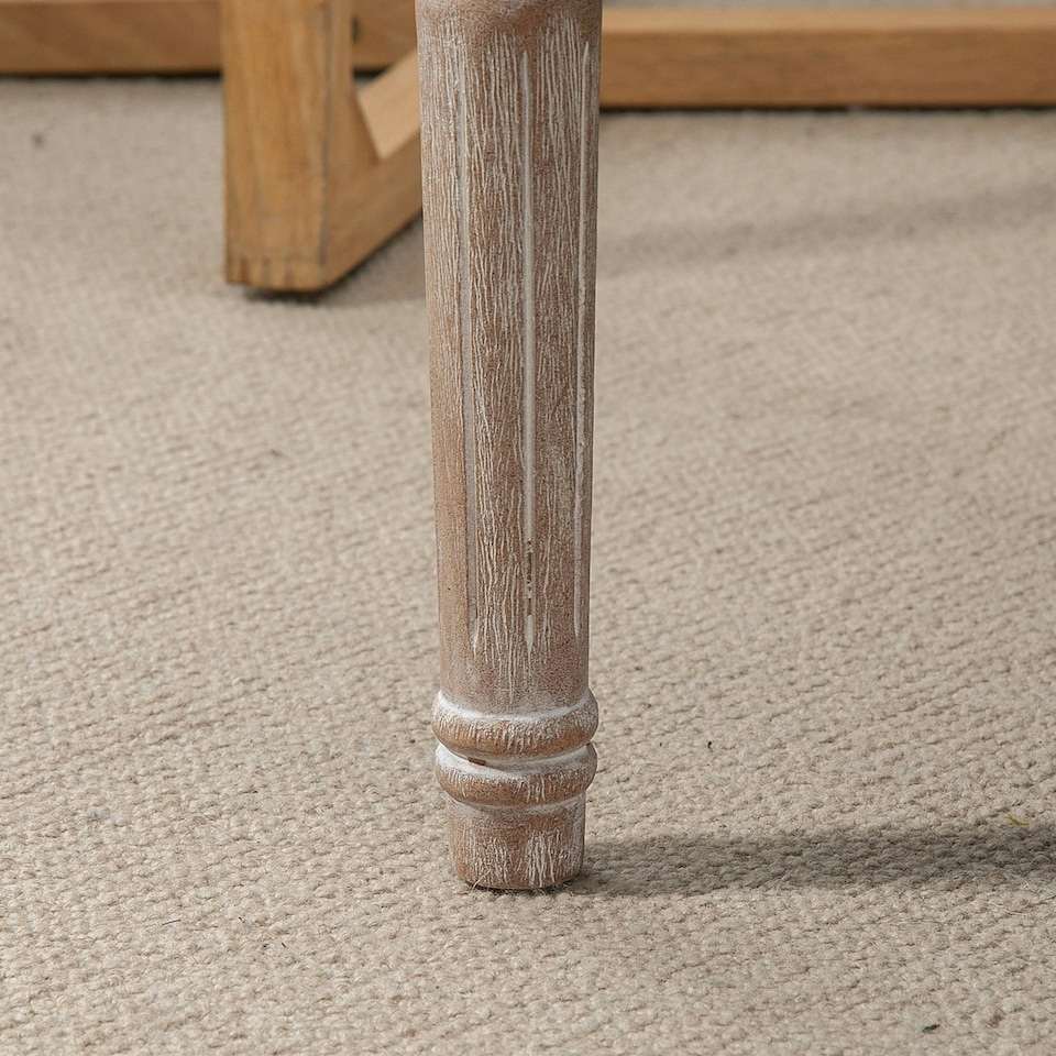 image 1 of HOMCOM Accent Bench Tufted Upholstered Foot Stool Linen-Touch Ottoman Cream