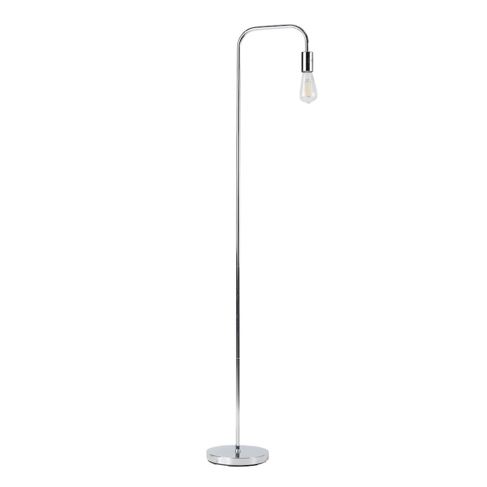 image 1 of Leroy - Chrome 151cm Exposed Bulb Floor Lamp | Chrome | Small | 1