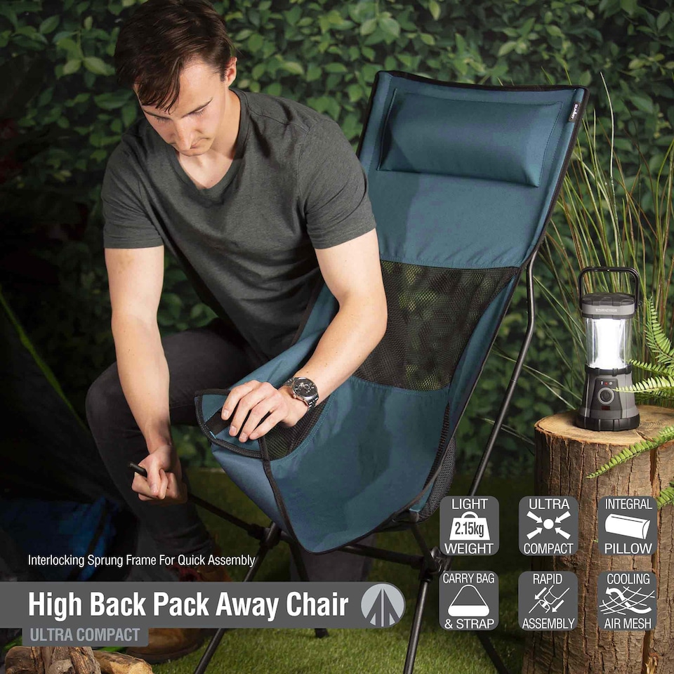 image 1 of PMS Summit High-Back Folding Camping Chairs 2-Pack, Indigo Blue