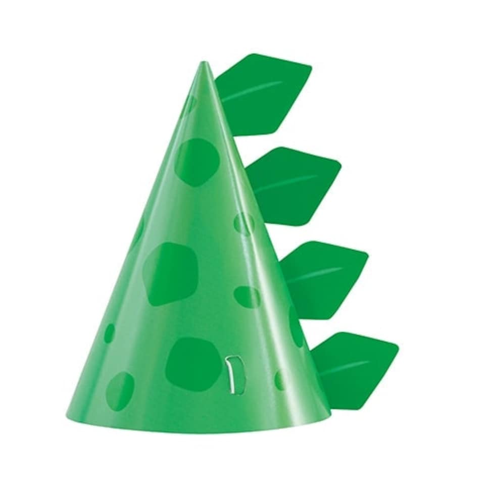 Blue & Green Dinosaur Party Cone Hats - Pack of 8