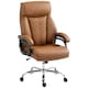 image 1 of HOMCOM PU Leather Office Chair with Spring Padding, Swivel Wheels, Brown Brown | Light Brown