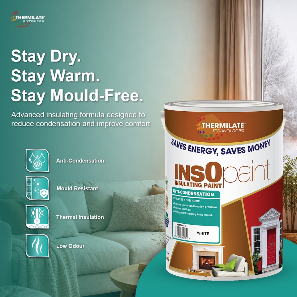 image 1 of InsOpaint Anti Condensation Paint - Stops Condensation on Interior Walls & Ceilings - Creamy White