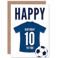 Football Strip Kit Dark Jersey Top 10 Year old Kids 10th Birthday Card