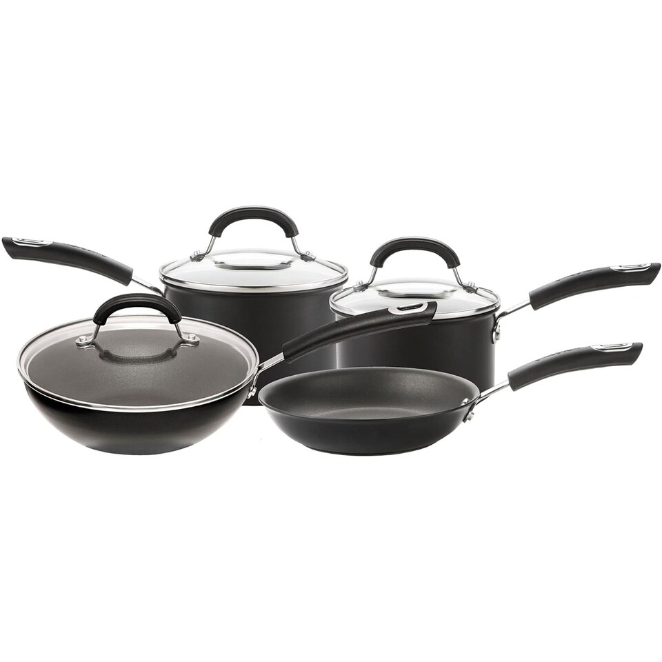 image 1 of Circulon Total Hard Anodised Non Stick 4 Piece Cookware Set - Black
