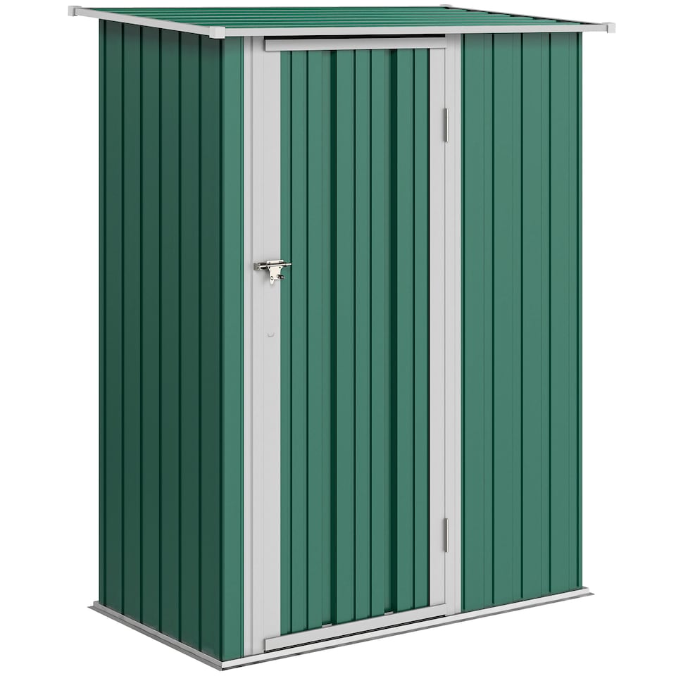 image 1 of Outsunny 5ft x 3ft Garden Storage Shed, Outdoor Metal Shed with Sloped Roof, Lockable Door for Tools, Equipment, Green