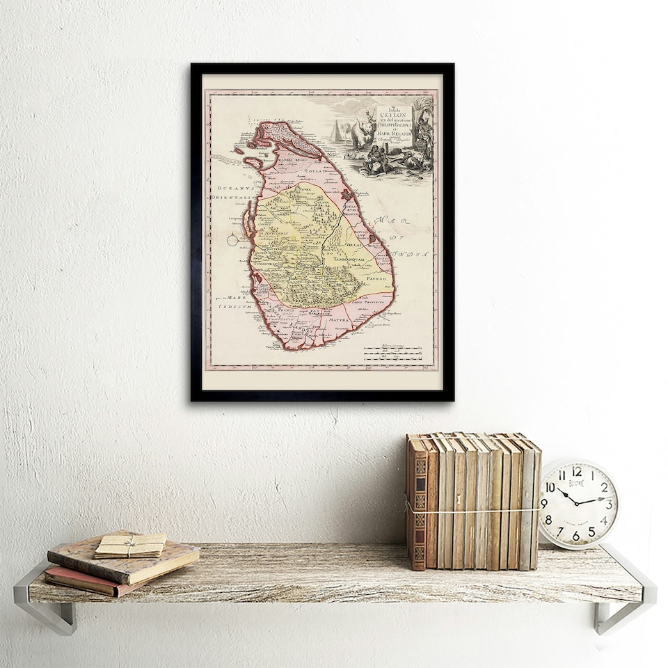 image 1 of Balda Relandi Map Ceylon Sri Lanka Only 12x16" Framed Wall Art Print