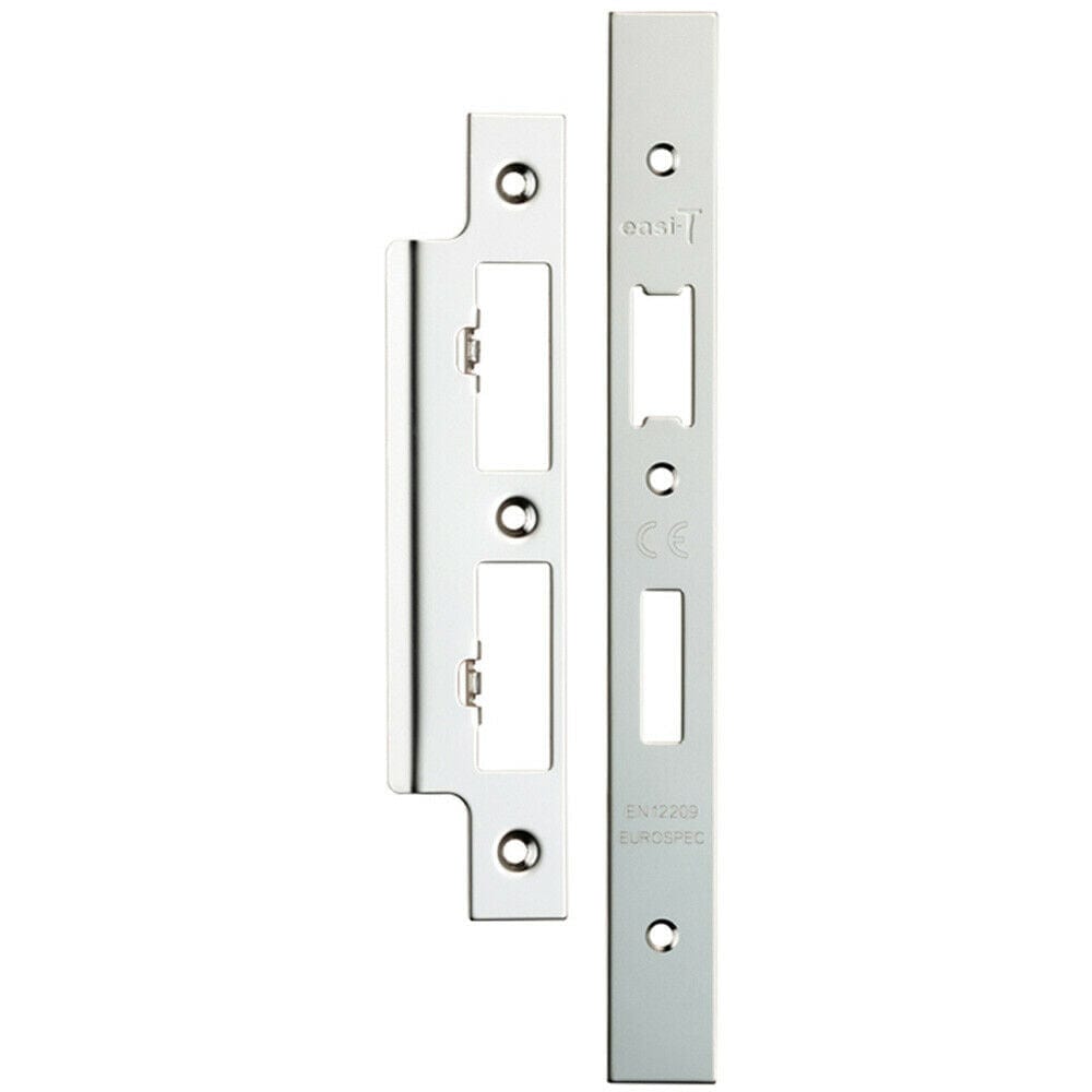 Loops Forend Strike & Fixing Pack For DIN Euro Sash & Bathroom Lock Bright Steel in Metallics