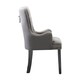 image 3 of Single Velvet Dining Chair with Armrest, Ergonomic Scoop Knockerback & Button Tufted Wood Legs Grey | Dark Grey
