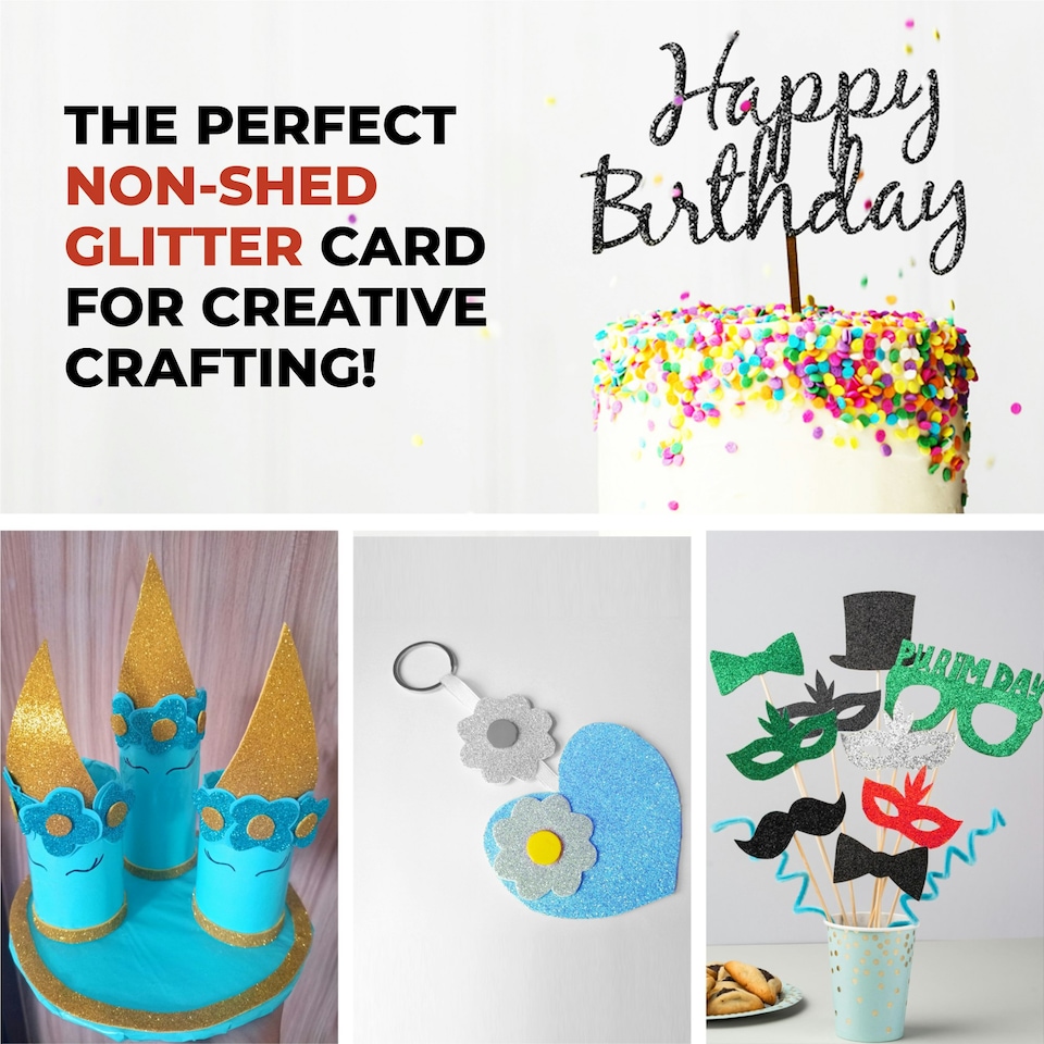 image 1 of Pack of 10 A4 Coloured Glitter Card 230gsm Sheets | Black | Black | A4 | 1