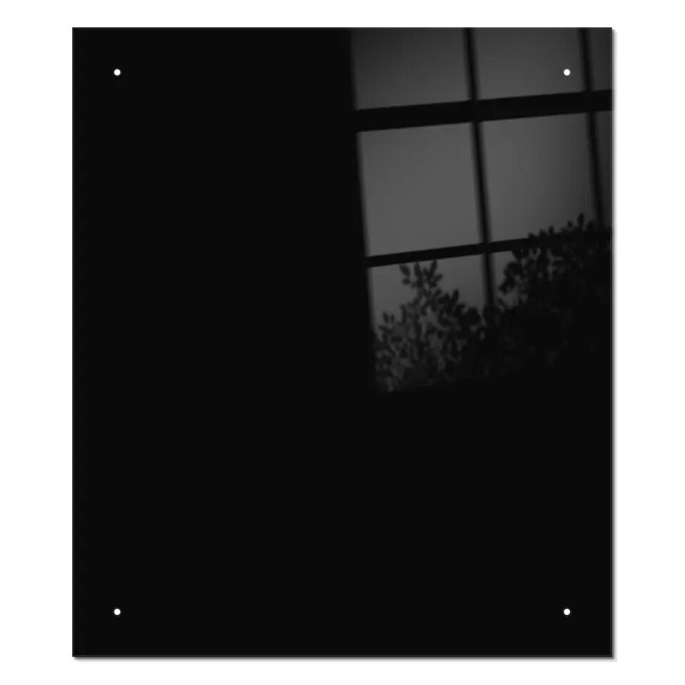 image 1 of 60 x 65cm Black Glass Kitchen Splashback Splatter Screen Pre Drilled Holes Wall Hanging Fixings Included