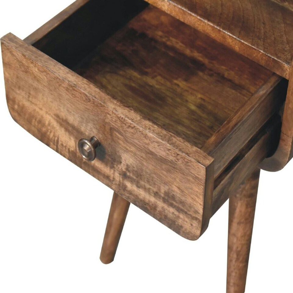 image 1 of Mini Curved Grey Washed Bedside with Open Slot Grey