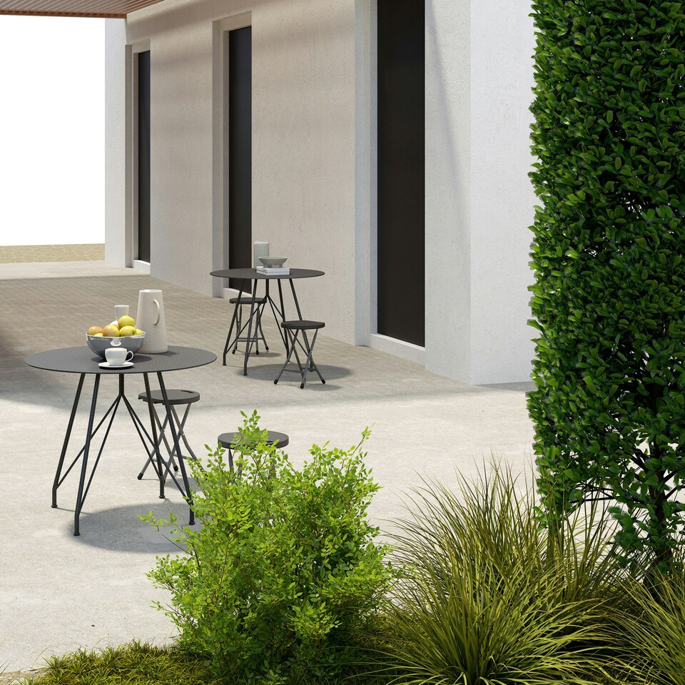 image 1 of Outsunny Folding Stool Set of 4, Decorative Garden Stool Set | Grey | One Size