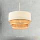 image 7 of Contemporary Triple Tier Cream Linen and Natural Rattan Pendant Shade | Brown | Brown | 1
