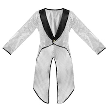 Silver Sequin Tailcoat Silver | XL