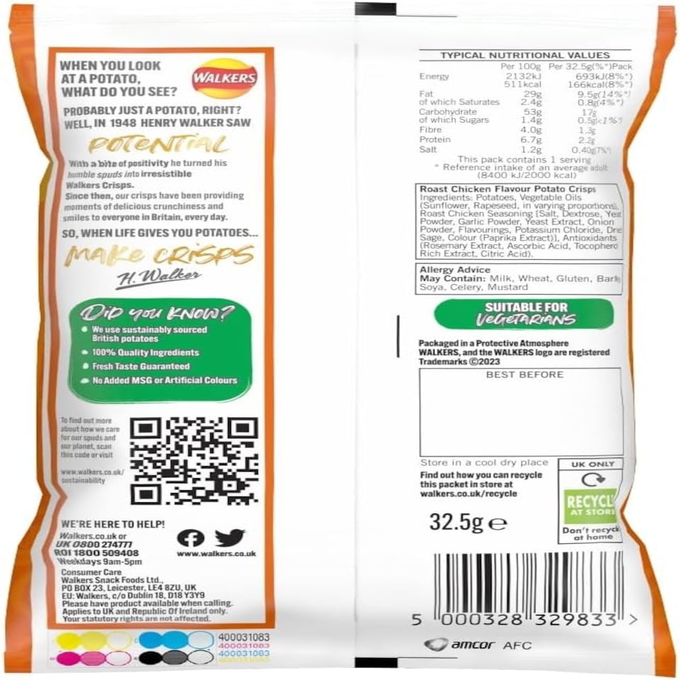 image 1 of Walkers Roast Chicken Crisps 32.5g (case of 32)