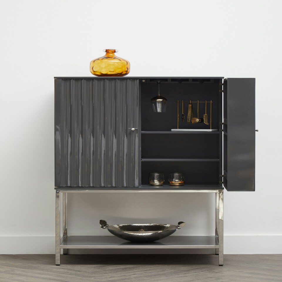 image 1 of Interiors by Premier Grey Hi Gloss Cabinet Grey