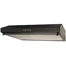 SIA VSR60BL 60cm Visor Cooker Hood, Kitchen Extractor Fan, Under Cabinet Wall Mounted, Top Vented, Black