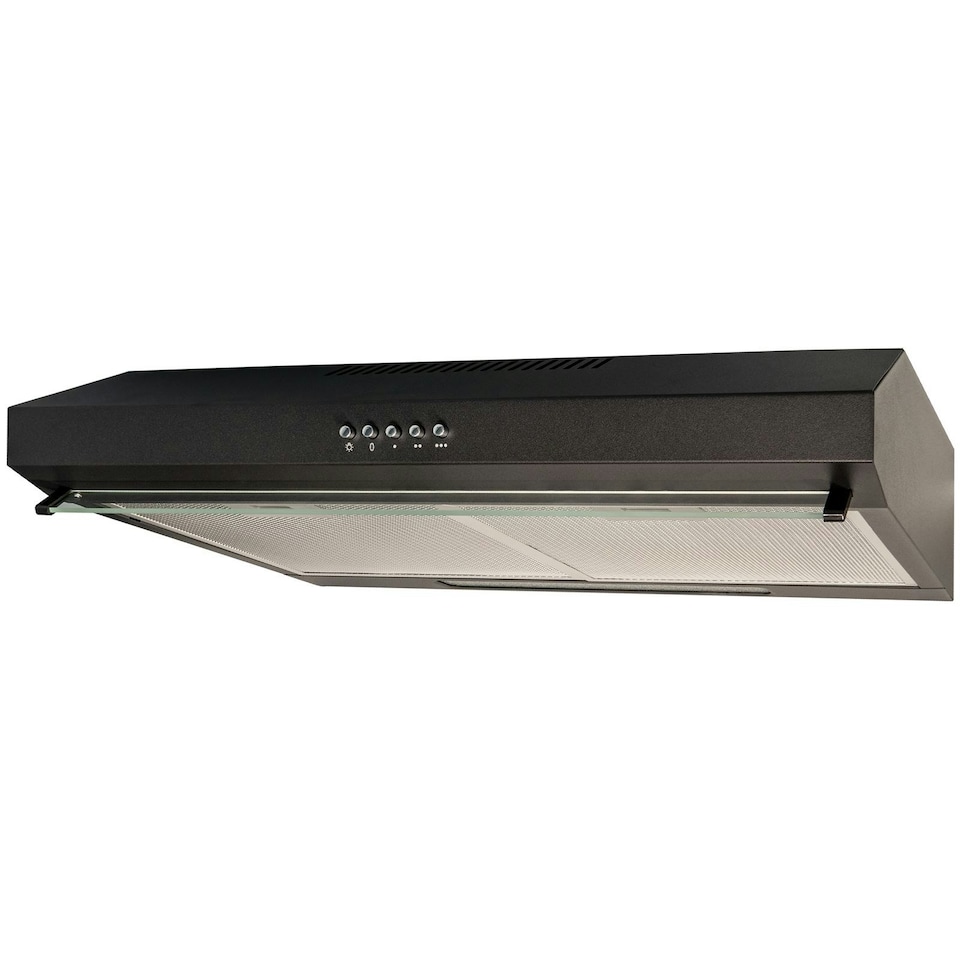 image 1 of SIA VSR60BL 60cm Visor Cooker Hood, Kitchen Extractor Fan, Under Cabinet Wall Mounted, Top Vented, Black