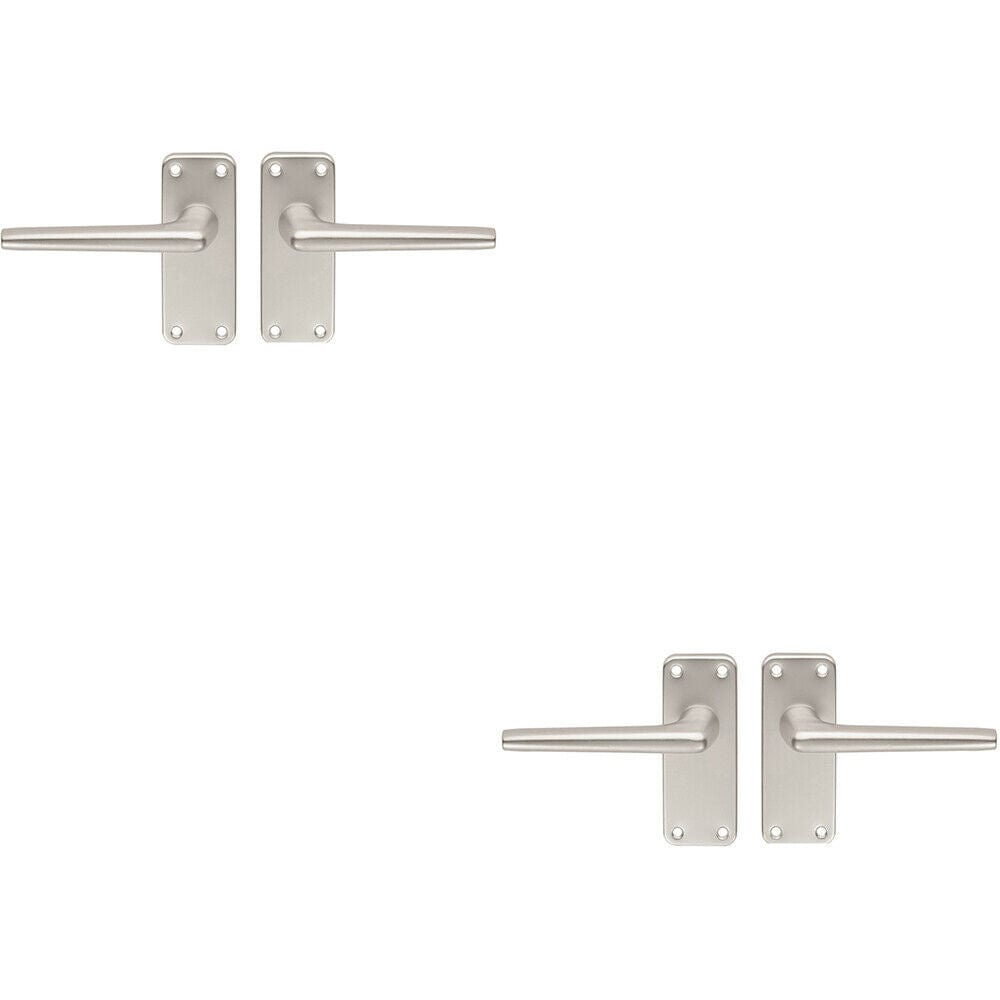 Loops 2x PAIR Straight Tapered Handle on Latch Backplate 102 x 41mm Satin Aluminium