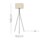 image 3 of ValueLights Camden Black Tripod Floor Lamp Natural Shade & Bulb Cream