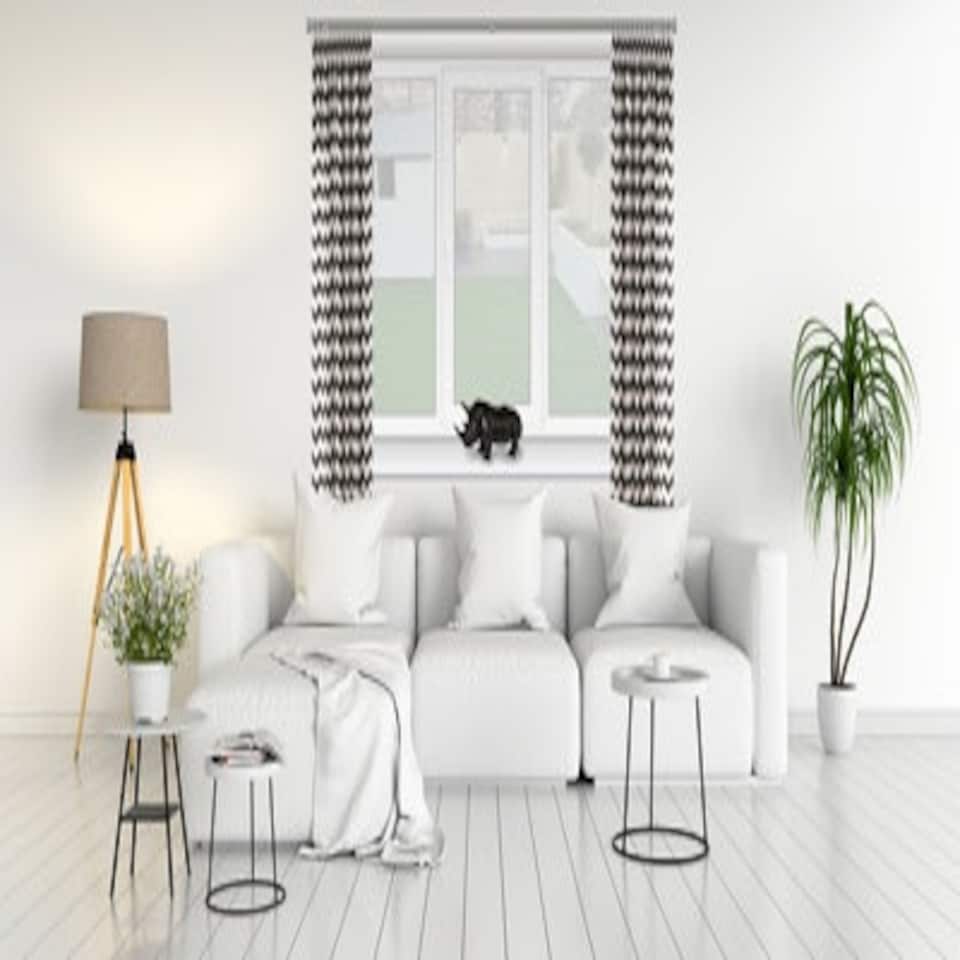 image 1 of 25-28mm Stud End Satin Silver Metal Curtain Pole Set 120 - 210cm | Silver | Silver