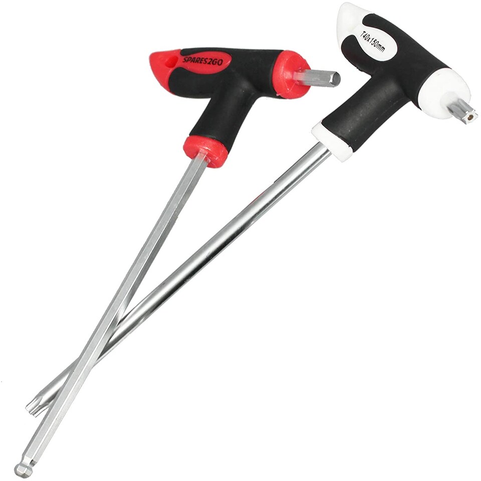 image 1 of SPARES2GO T Handle Screwdriver Set Torx Metric Hex Allen Key Long Star Security Tool CR-V