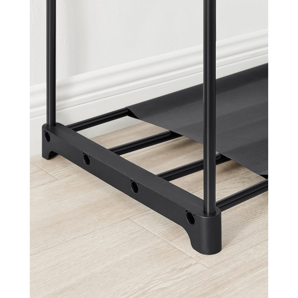 image 1 of Large Capacity Freestanding Portable Wardrobe with Shelves and Hanging Rods, Ink Black