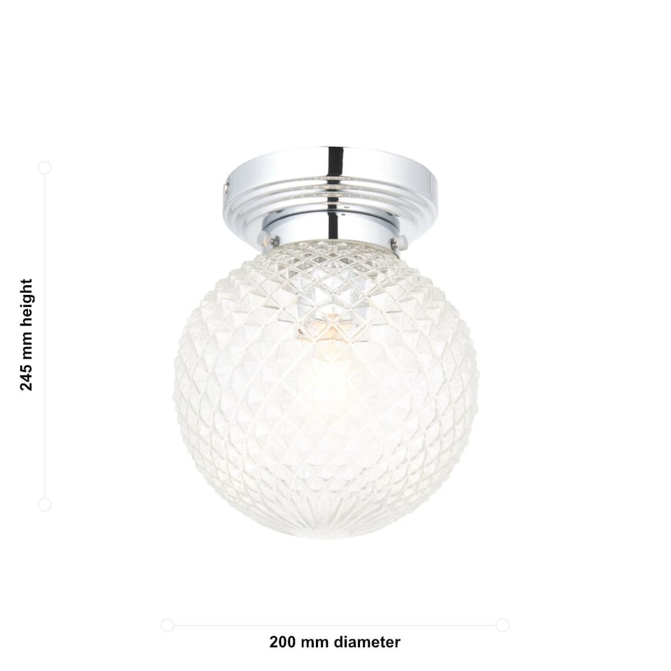 image 1 of Set of 2 Tropic - Textured Glass IP44 Bathroom Ceiling Lights