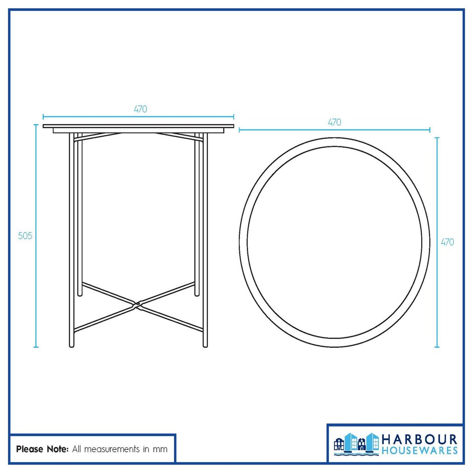 image 1 of Harbour Housewares Round Steel Tray Tables - Matt Navy - Pack of 2 | Blue | Matt Navy