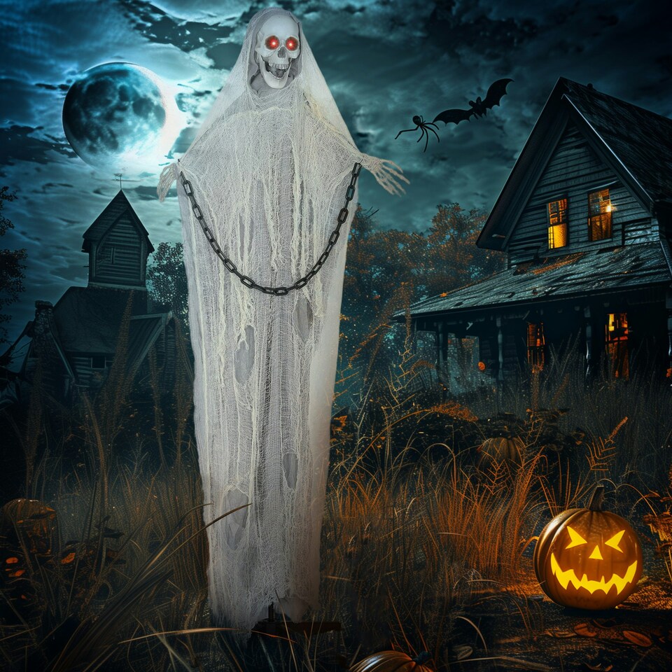 image 1 of Outsunny 183 cm Life Size Scary Halloween Decorations, Battery Operated
