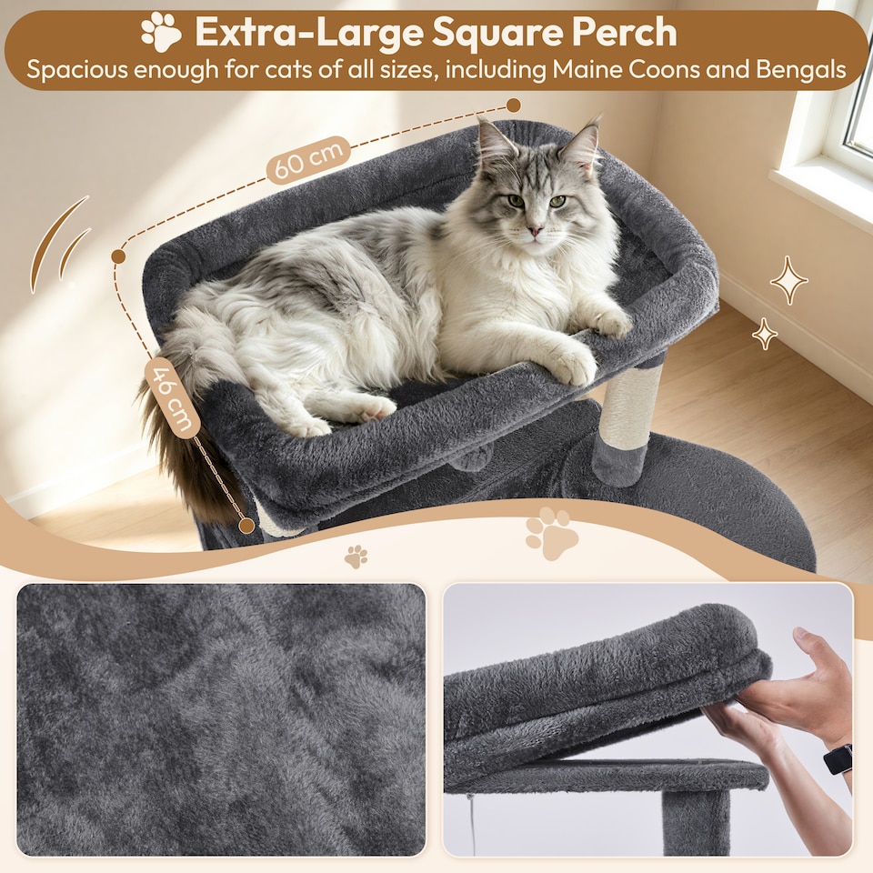 image 1 of Yaheetech 210cm Multi-Level Cat Tree with Large Top Perch, 2 Cat Condos, Hammock & Basket, Sisal Scratching Posts, Heavy Duty Cat Tower for Indoor Cats, Dark Grey