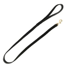 Benji & Flo Noble Suede Dog Lead - Black/Gold - 120cm