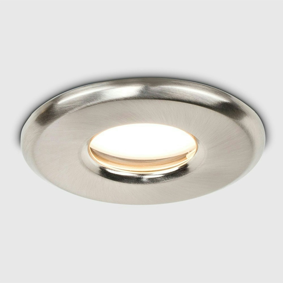 image 1 of ValueLights 4 Pack Bathroom Shower IP65 Gloss Brushed Chrome GU10 Ceiling Downlights