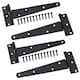 image 1 of 6" (150mm) Heavy Duty T Tee Hinges for Doors + Gates with Fixing Screws 4pc Black