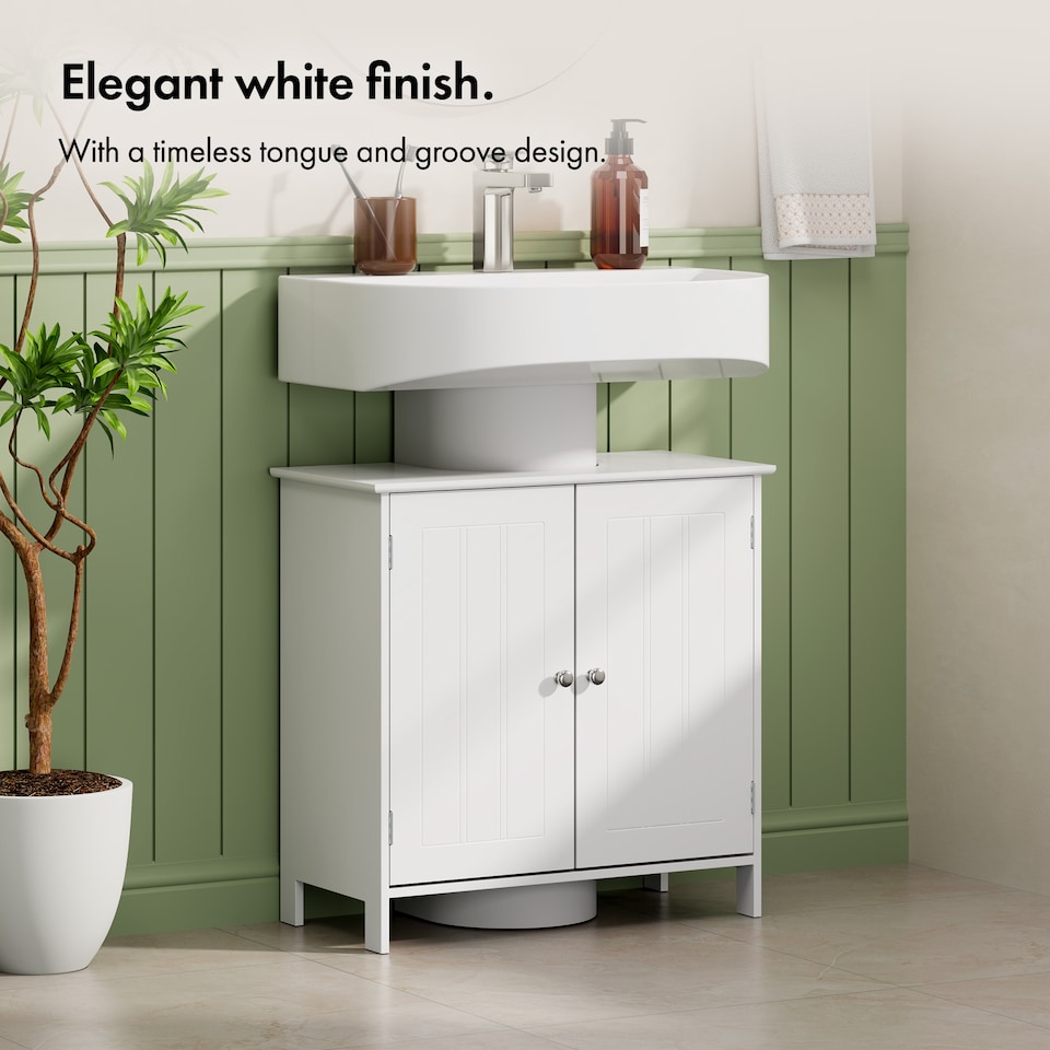 image 1 of Vonhaus Holbrook White Under Sink Bathroom Cabinet
