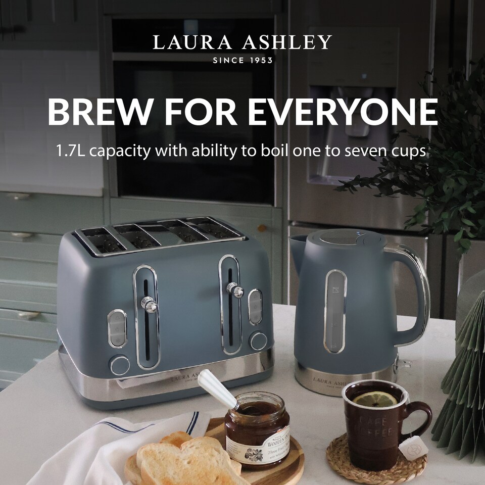 image 1 of Laura Ashley Kettle & Toaster Set Stainless Steel Bundle by VQ