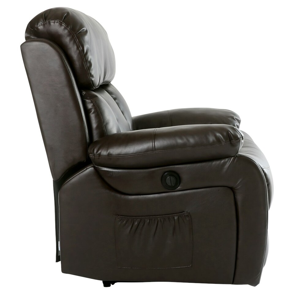 image 1 of Chester Electric Bonded Leather Automatic Recliner Heat & Massage Chair (Brown)