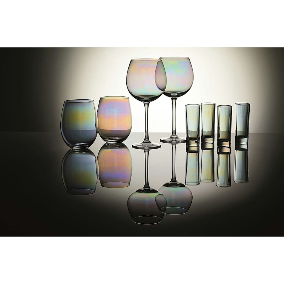 image 1 of BarCraft Iridescent Glass Tumblers Set of 2 Clear