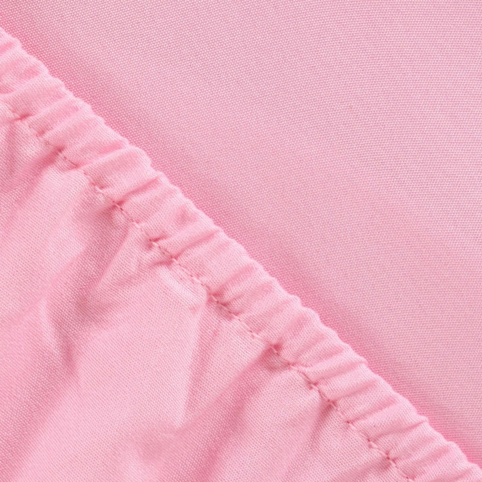 image 1 of OHS Plain Fitted Bed 25cm Deep Elasticated Sheet, Single - Pink
