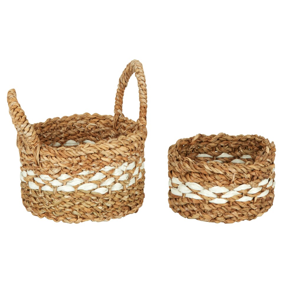 image 1 of Lidi Set of Two Low Seagrass Baskets. Cream
