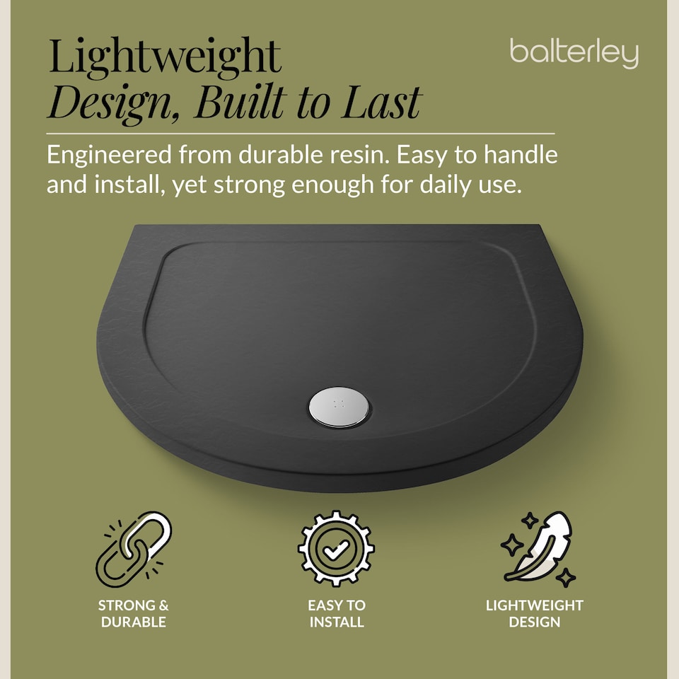 image 1 of Balterley Premium D Shape Shower Tray | Grey | Grey Slate