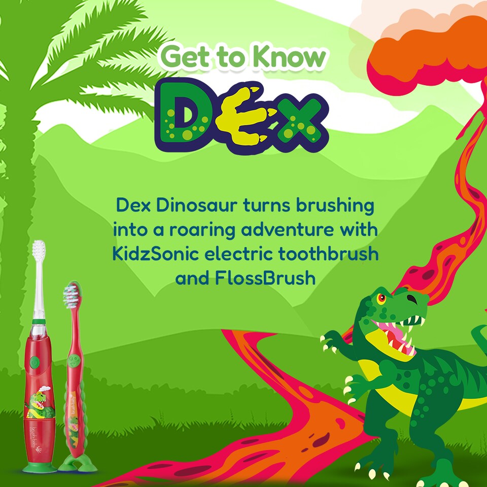 image 1 of Brush Baby Dinosaur KidzSonic Kids Electric Toothbrush