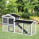 image 2 of PawHut Rabbit Hutch, 2-Tier Wooden Animal House w/ Run Box, Ramp, White
