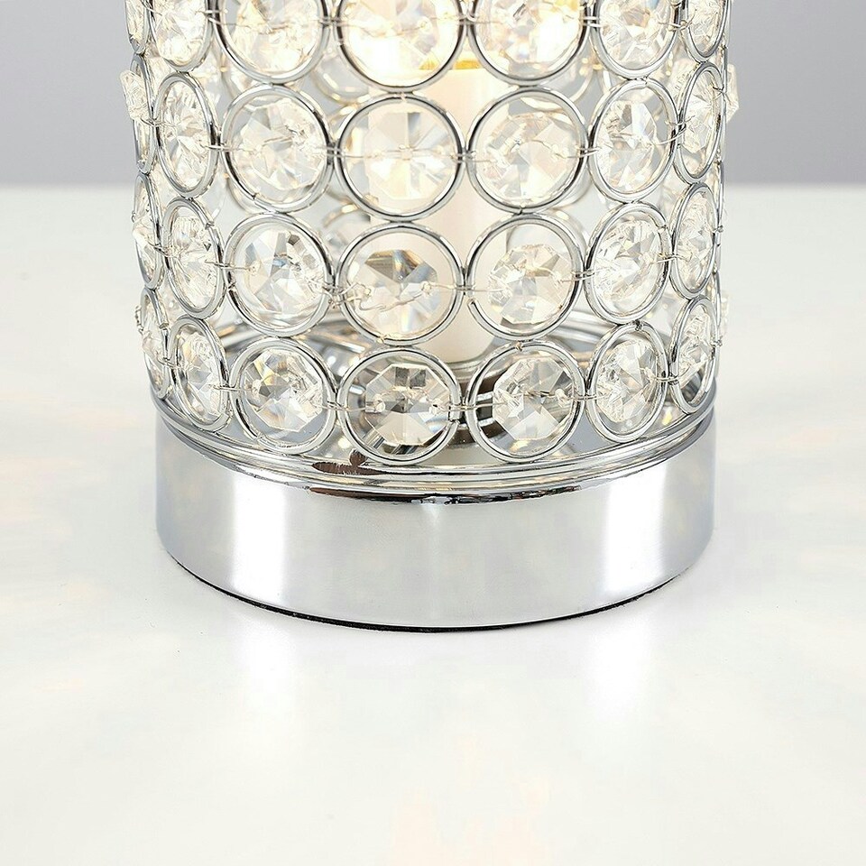 image 1 of ValueLights Modern Chrome And Clear Acrylic Jewel Cylinder Touch Table Lamp