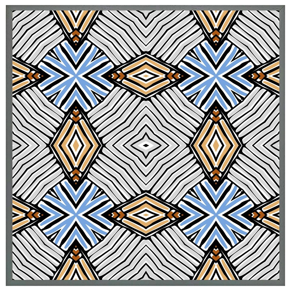 image 1 of Abstract geometric shapes & hand drawn brush stokes (Picture Frame) | Grey | M