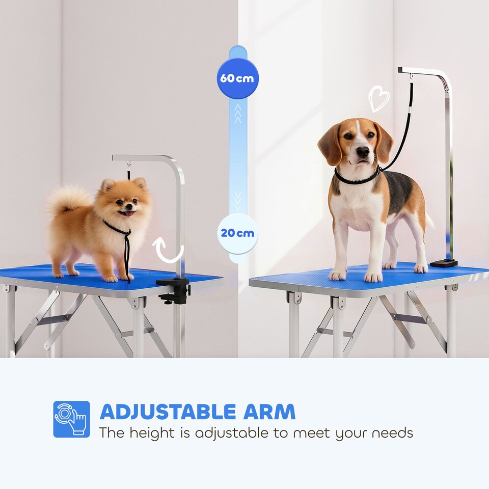 image 1 of PawHut Foldable Dog Grooming Table 32" Height Adjustable Arm for Small Dogs
